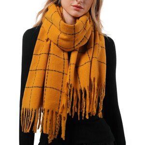Women Orange Large Chunky Scarves Cozy Shawls Wraps Winter Scarf